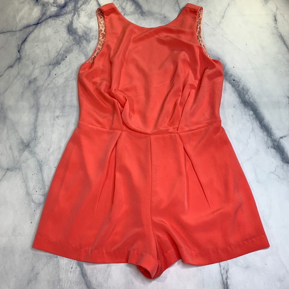 Astr the Label Coral Lace Open Back Romper - Picture 3 of 8